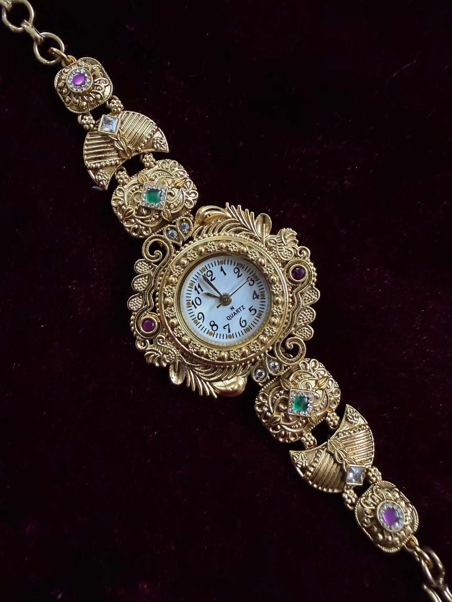 Gold Maharani Kundan Watch Design Heritage Bracelet