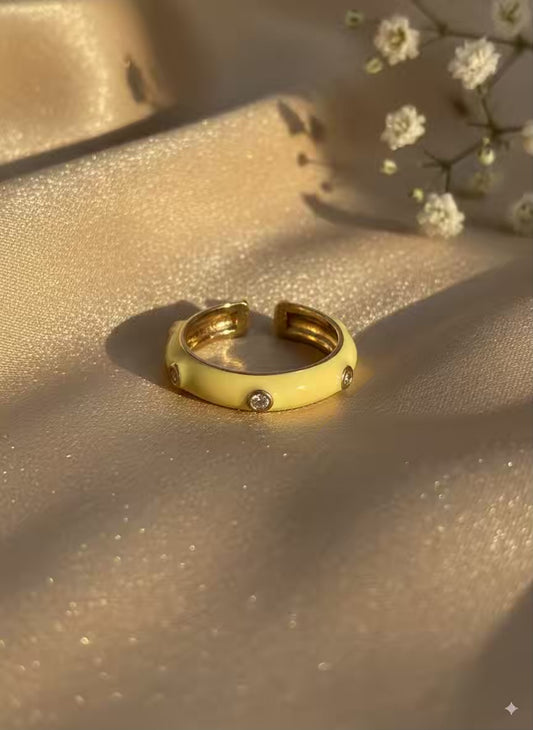 Creamy Diamond Gold  Plated Premium Ring (Adjustable)