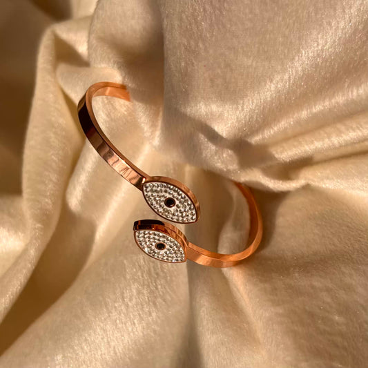 Evil Eye Rose Gold Sleek Bangle