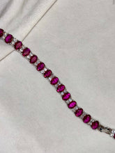 Load image into Gallery viewer, Magenta Ruby Pink Tennis Bracelet with Loaded Diamonds
