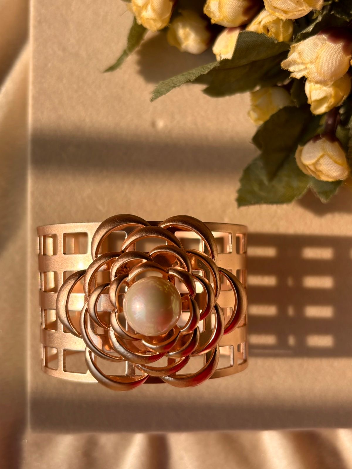 Demeter Rosy Pearl Kada Bracelet Bangle - Rose Gold