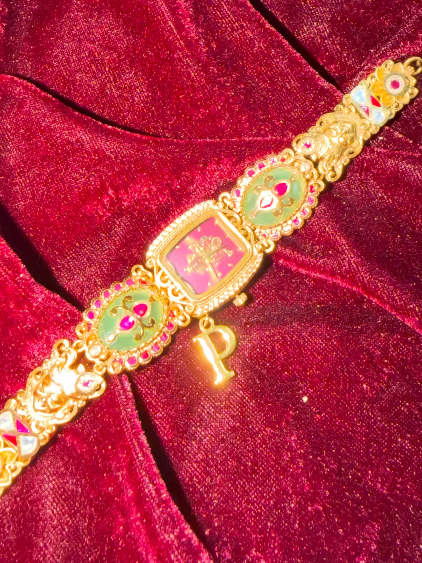 Shreenathji Dial Maharani Heritage Watch Rakhi in Premium Swarovski (Free Initial)