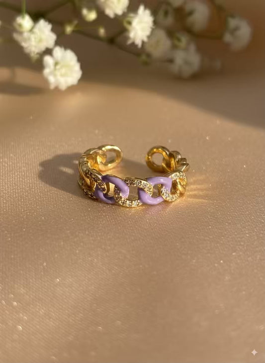Purple Chain Gold Plated Premium Ring (Adjustable)