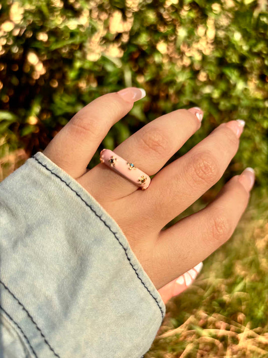 Baby Pink Stars Band Ring - Adjustable