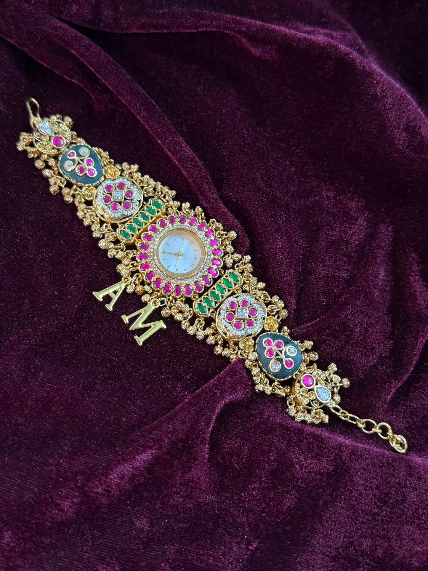 Creamy Kundan Heritage Maharani Watch Design Bracelet ( Only 2pcs Available)