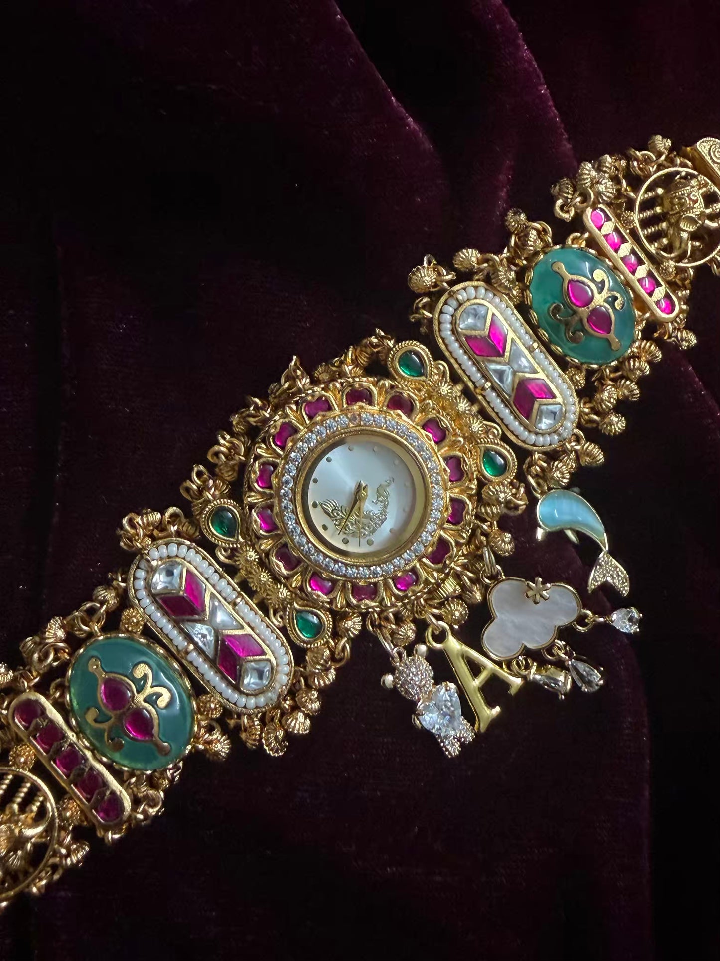 Peacock Luxury Watch Rakhi in Premium Swarovski Charms