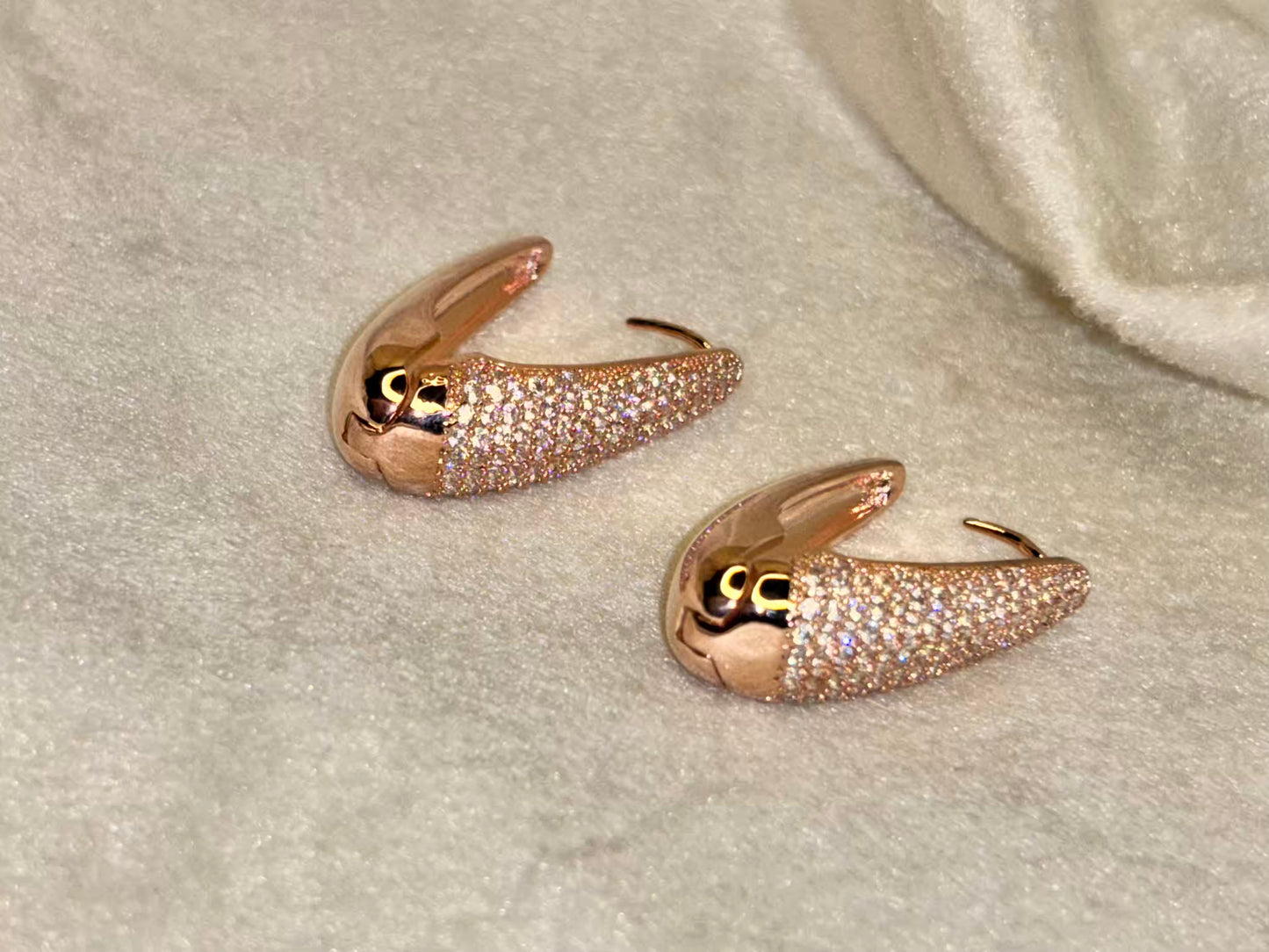 Diamonds Loaded Long Huggies Earrings Studs - Rose Plated