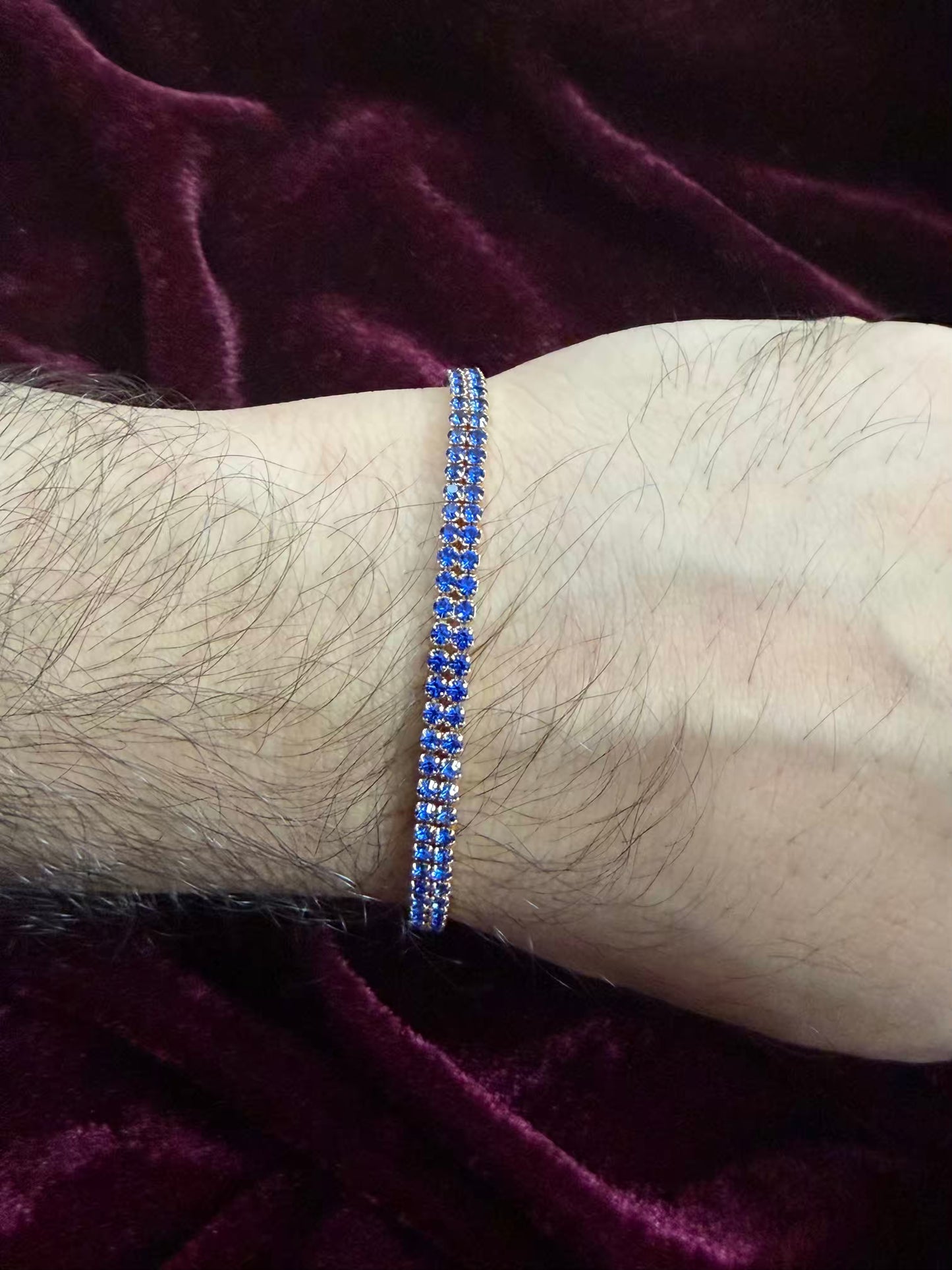 Men's Tennis Blue Rakhi Bracelet ( Rose Gold )