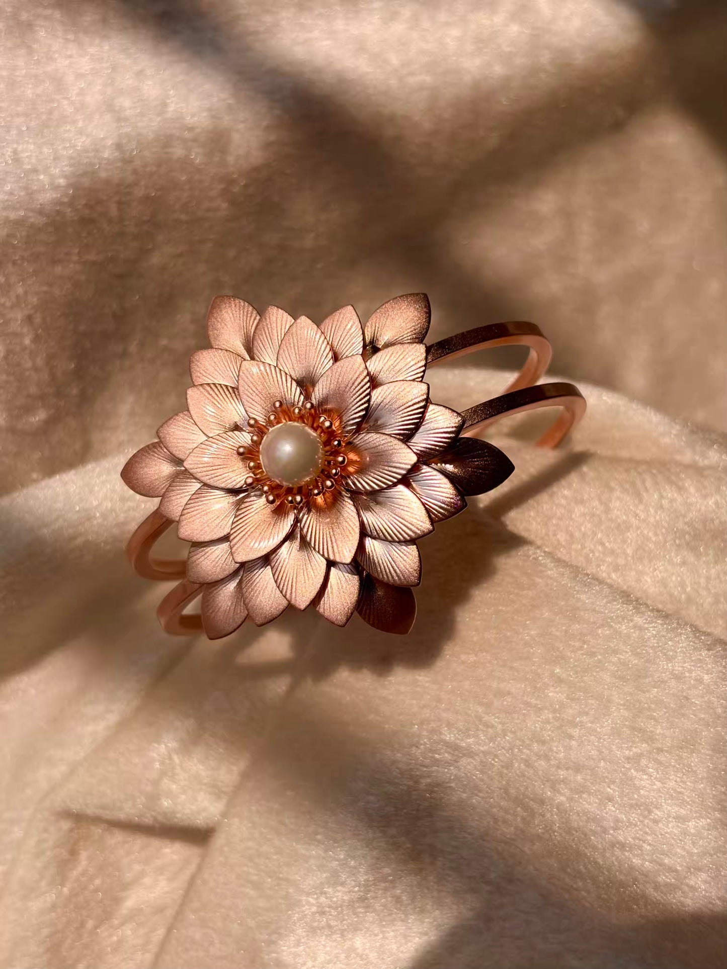 Real Rose Petals Pearly Bangle