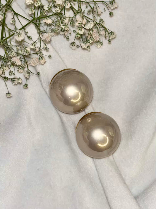 Pure Gold Oversized 2.8cm Pearl Clip ons Studs Earrings - Gold Plated