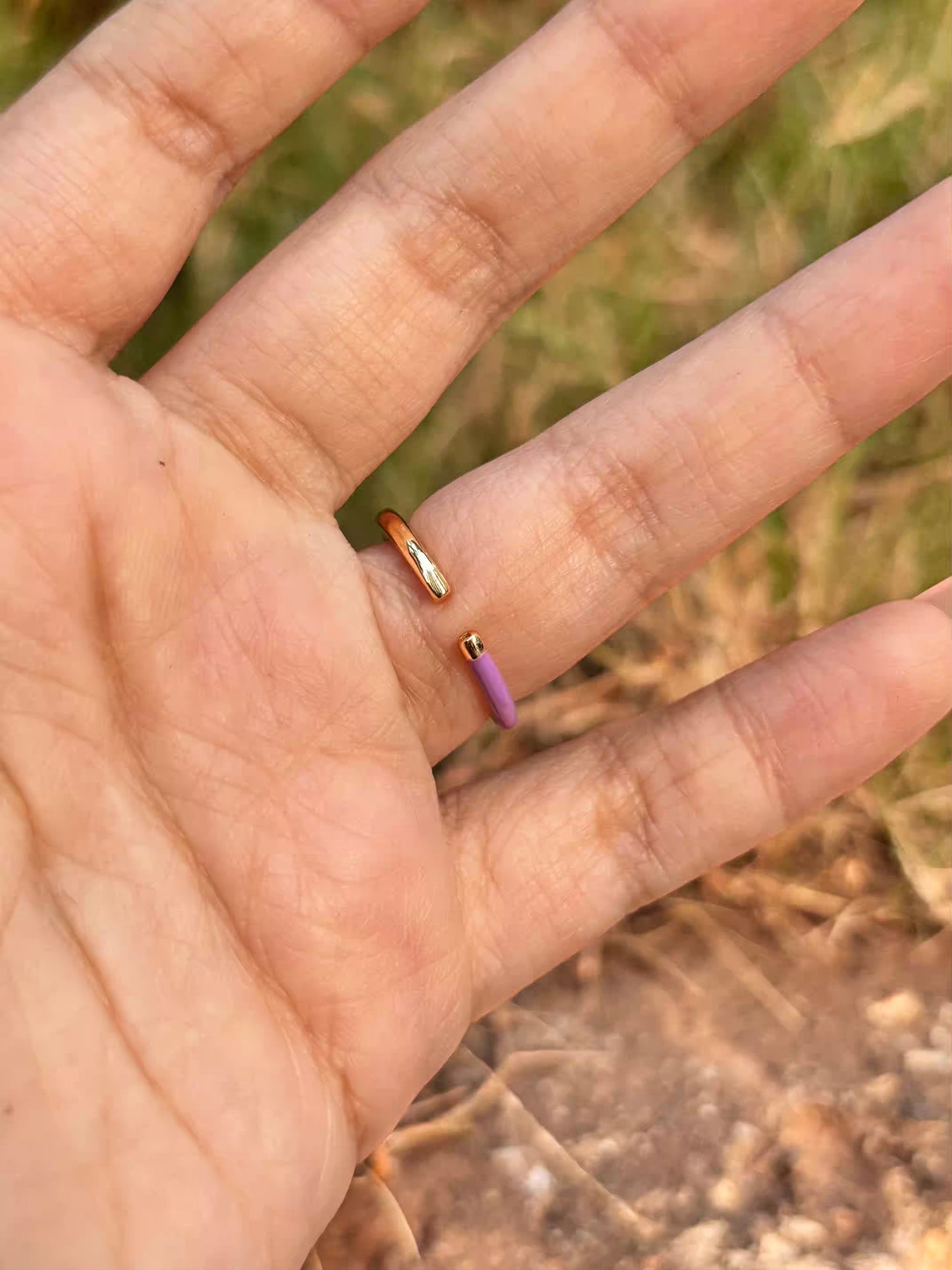 Purple Solitaire Band Ring - Adjustable