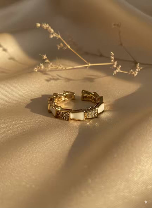 White Snake Diamonds Gold Plated Premium Ring (Adjustable)