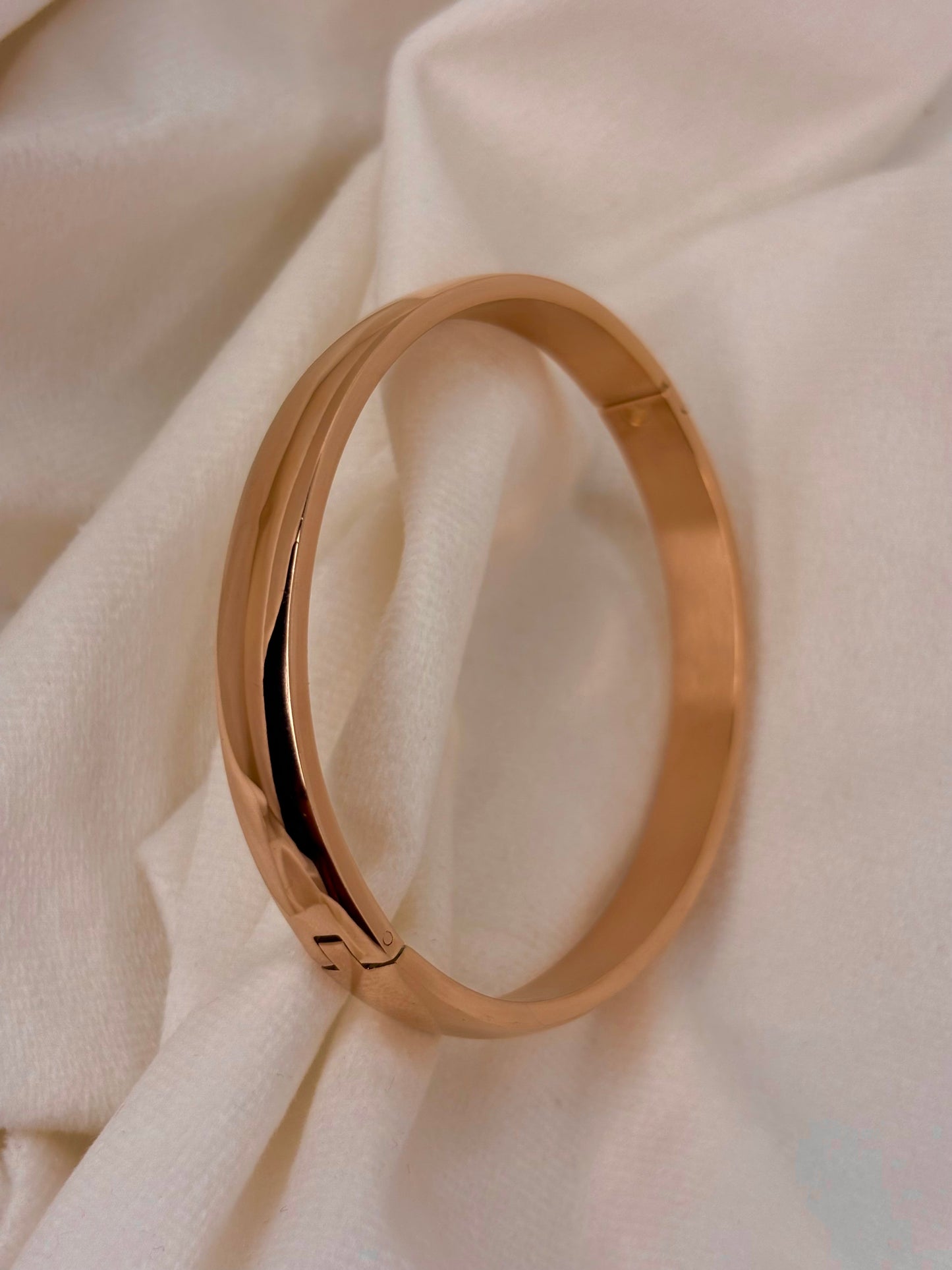 Simple Men Women Oval Rose Gold Kadha Bangle Bracelet 2.8