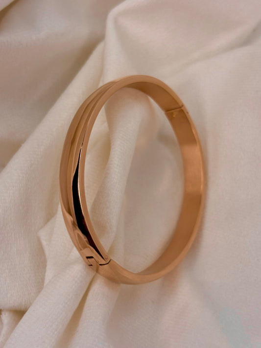 Simple Men Women Oval Rose Gold Kadha Bangle Bracelet 2.8