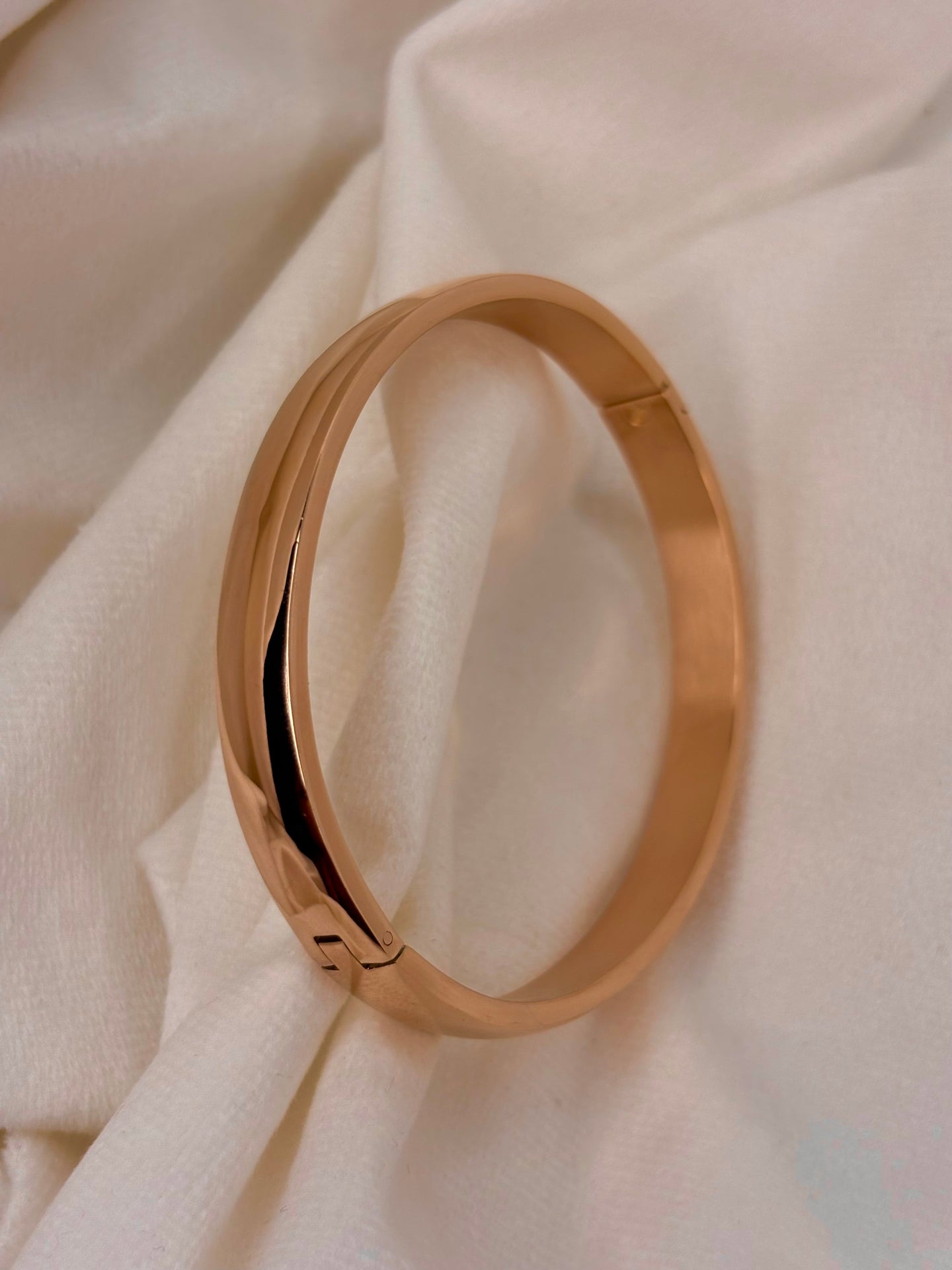 Simple Men Women Oval Rose Gold Kadha Bangle Bracelet 2.8