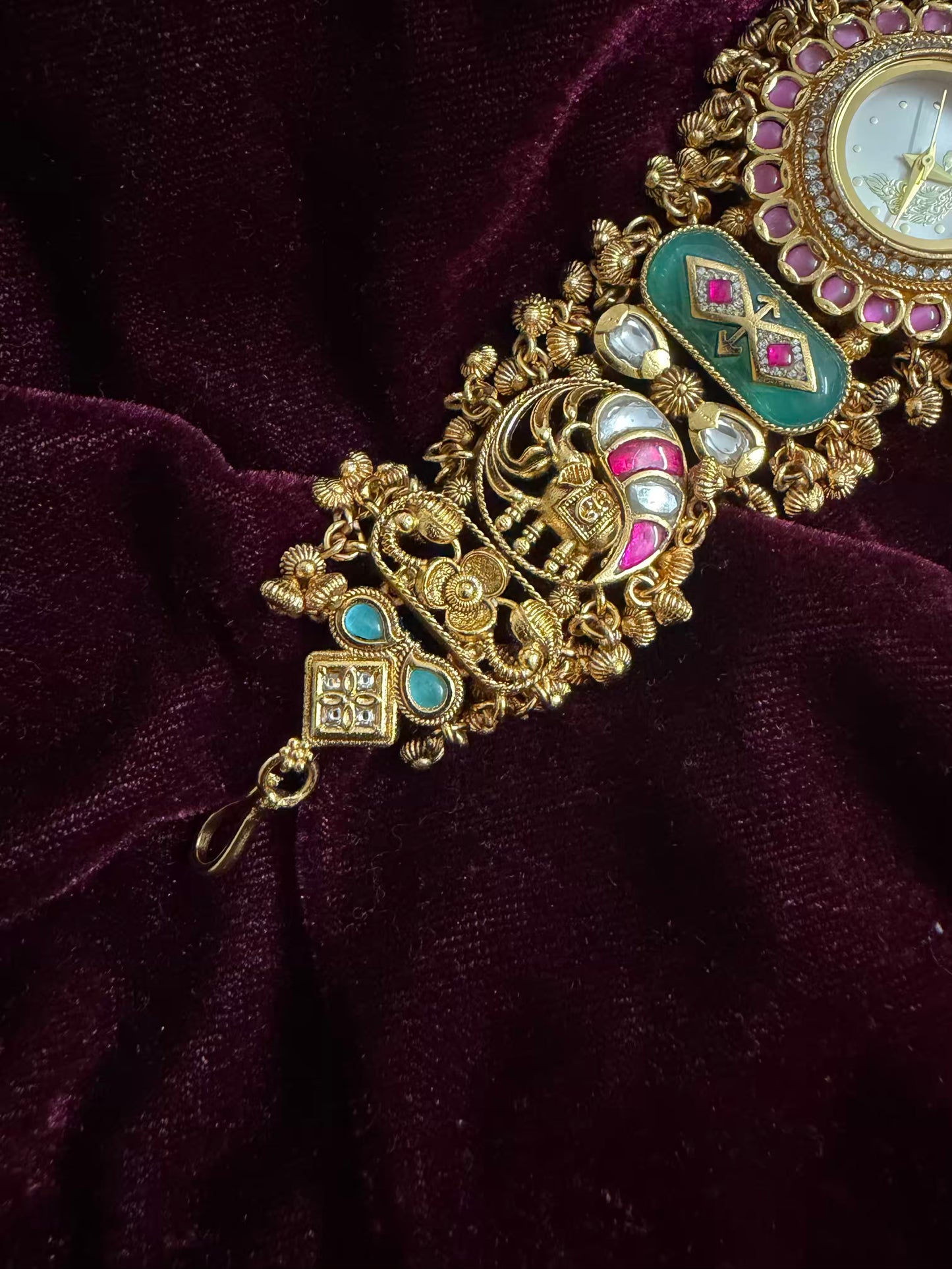 Pink Butterfly Peacock Dial Maharani Watch Heritage Bracelet ( Add your initial FREE )