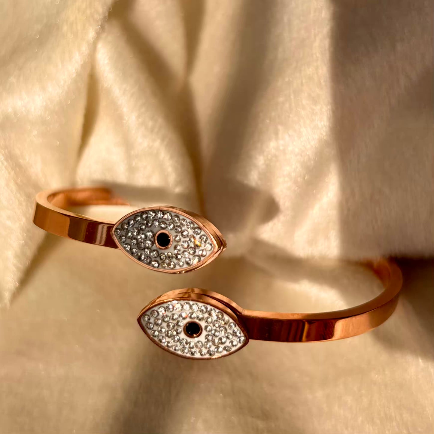 Evil Eye Rose Gold Sleek Bangle