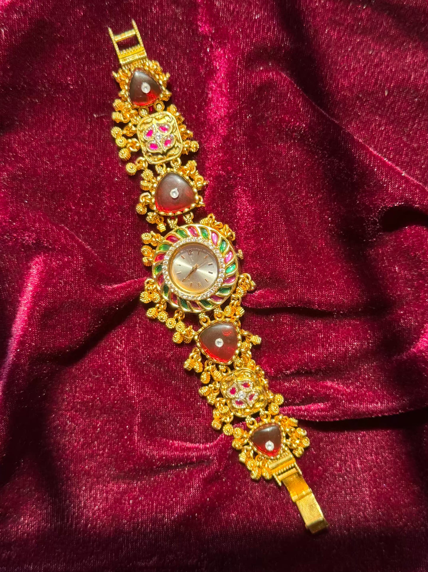 Green Red Gold Dial Loaded Green Rajwadi Gold Plated Heritage Maharani Watch ( Restocked Finally )