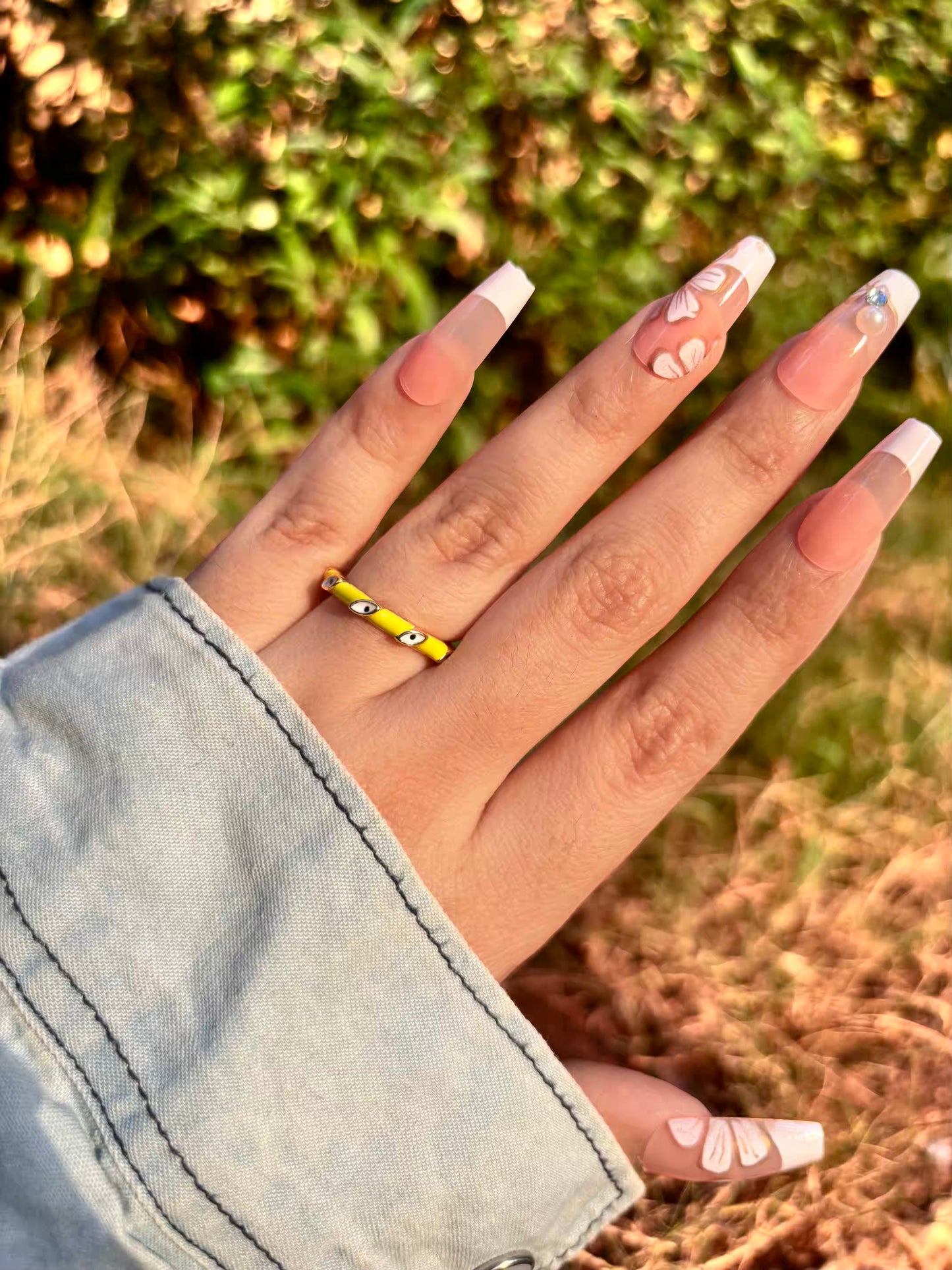 Neon Evil Eye Band Ring - Adjustable