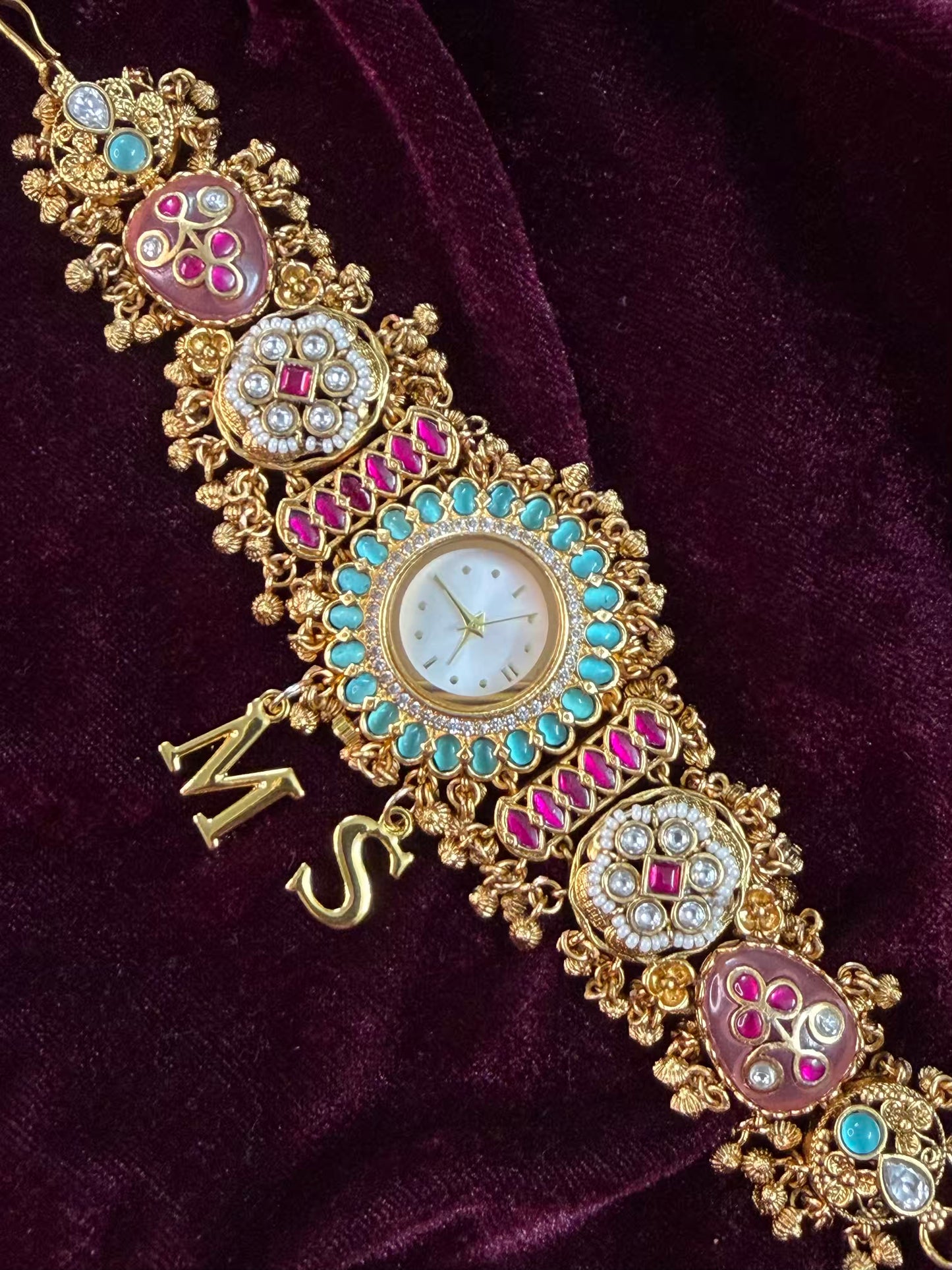 Creamy Kundan Heritage Maharani Watch Design Bracelet ( Only 2pcs Available)