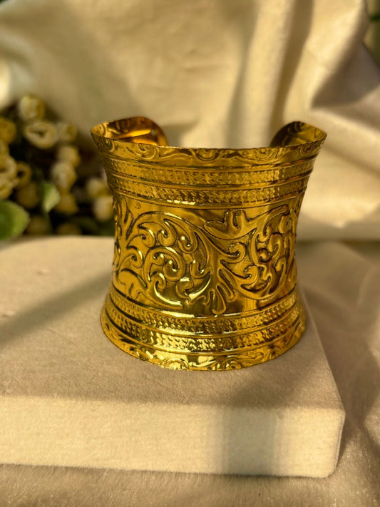 Athens Antique Kada Bracelet Bangle - Gold