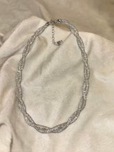 Load image into Gallery viewer, Twisted Thick Loaded Diamonds in Wire Shimmery Premium Necklace( Silver )
