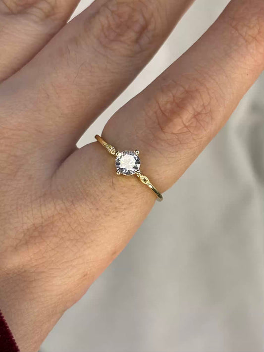 Minimal Solitaire Ring - Gold Plated ( Adjustable )