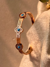 Load image into Gallery viewer, Clover Evil Eye Kada Bracelet Bangle - Rose Gold
