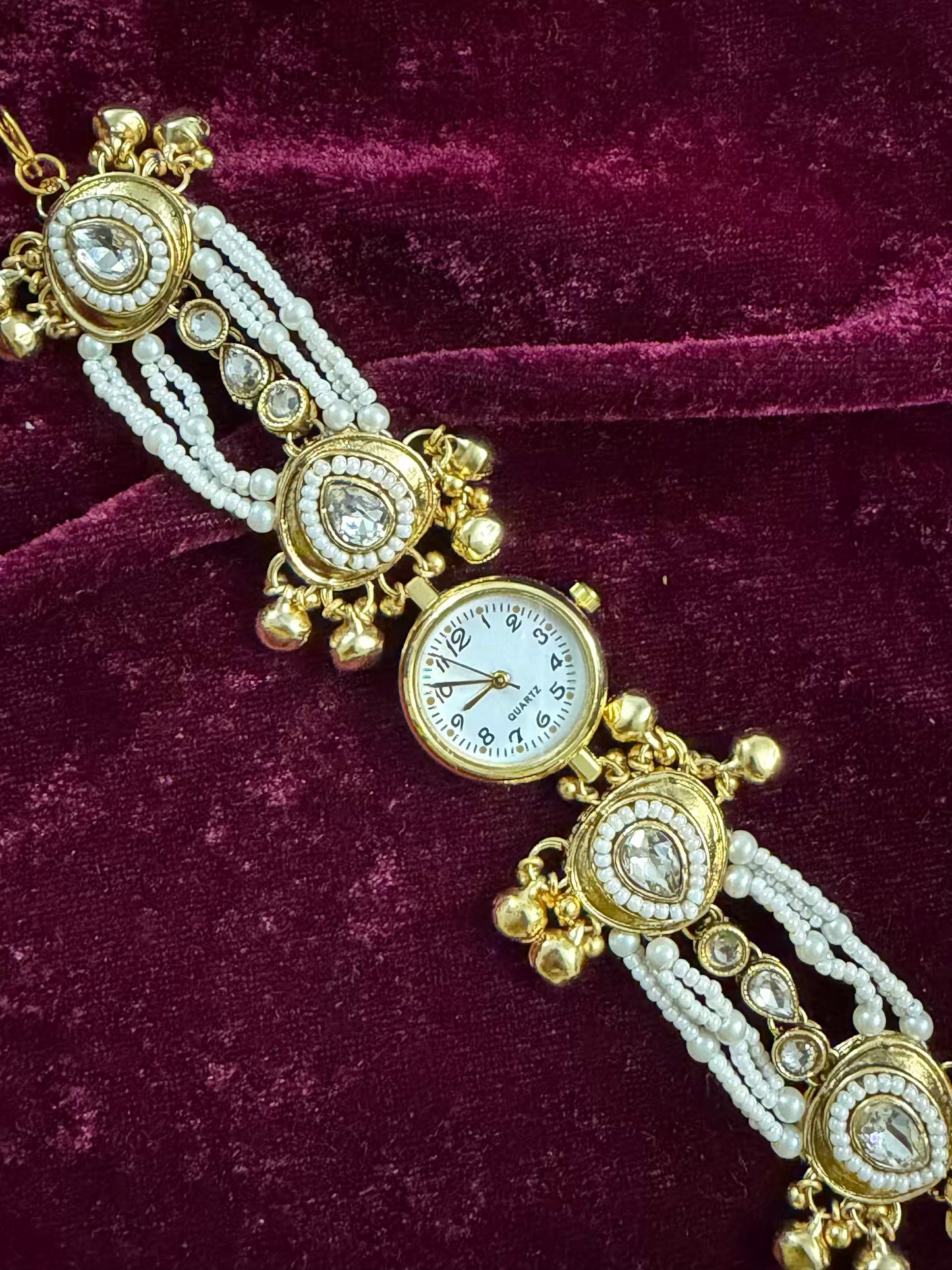 Kundan Drop Gold Maharani Watch Design Heritage Bracelet (Copy)