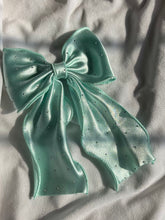 Load image into Gallery viewer, Ocean Blue Green Hair Bow Clip For Women -( Satin with Diamonds )
