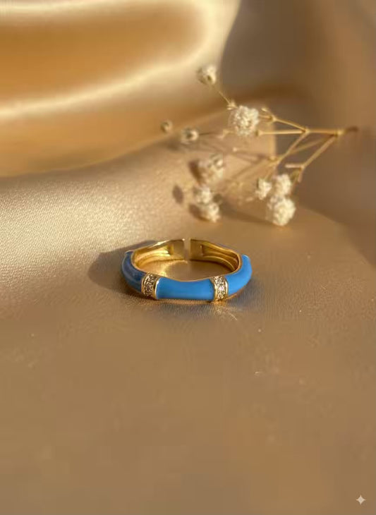 Blue Bamboo Gold Plated Premium Ring (Adjustable)