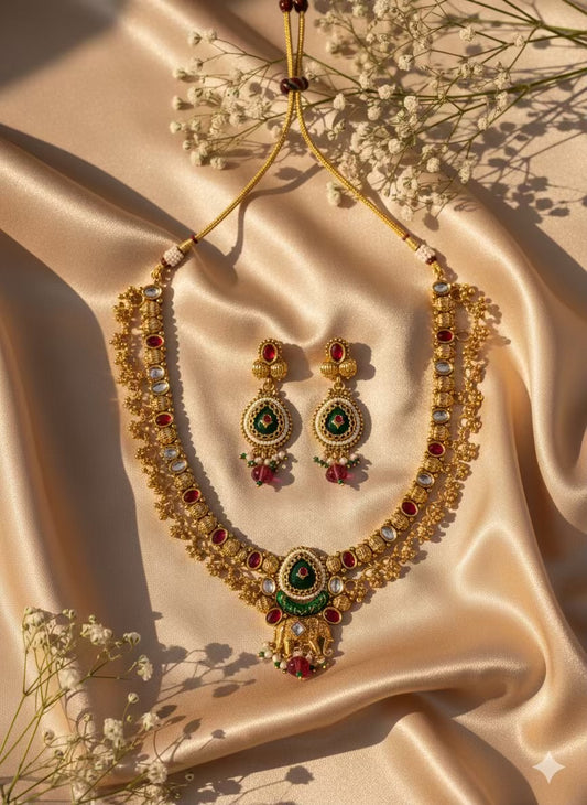 Elephant Heritage Loaded Necklace with Earrings