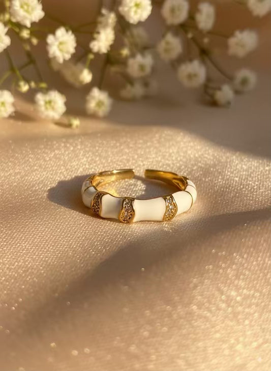 White Diamonds Gold Plated Premium Ring (Adjustable)