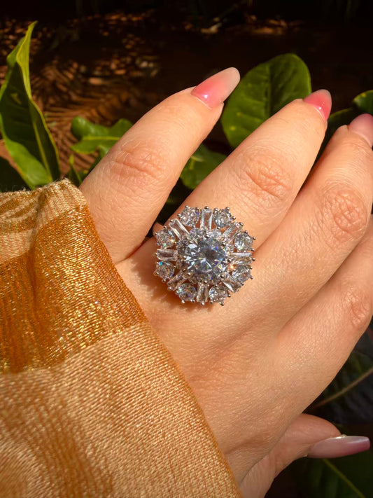 Princess Diamonds Silver Plated Premium Ring