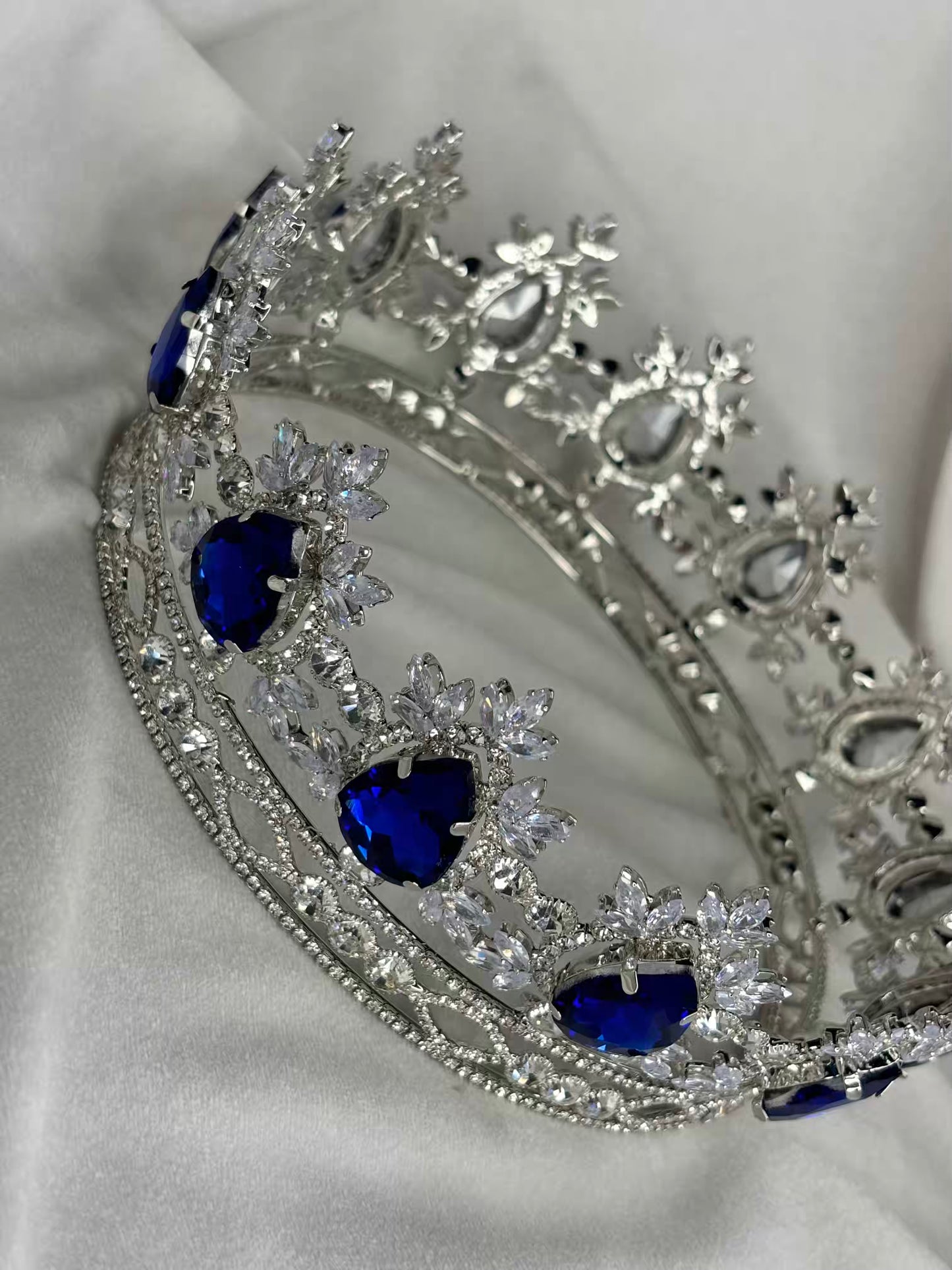 Blue Sapphire London Queen Crown - Silver Plated