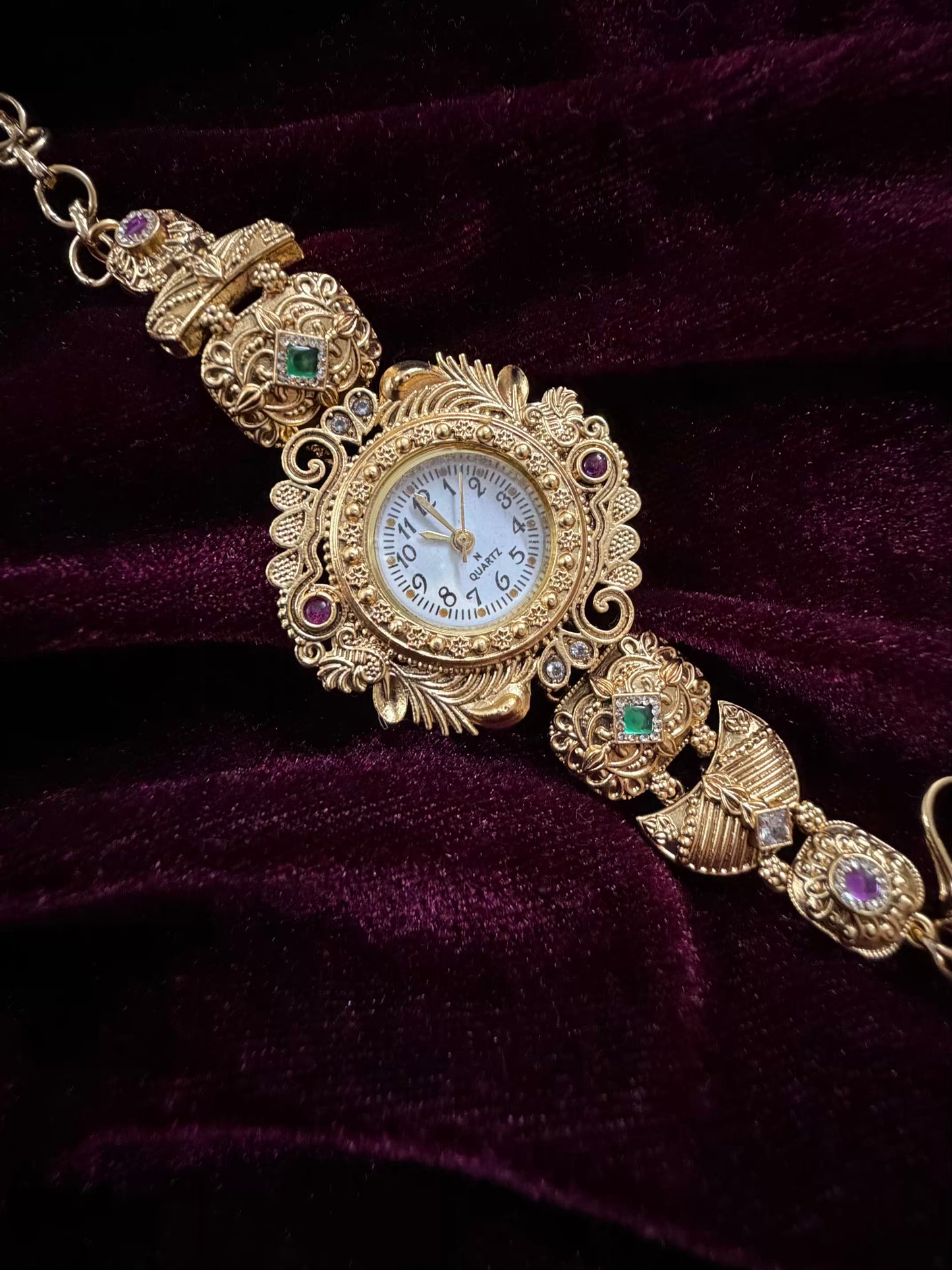 Gold Maharani Kundan Watch Design Heritage Bracelet
