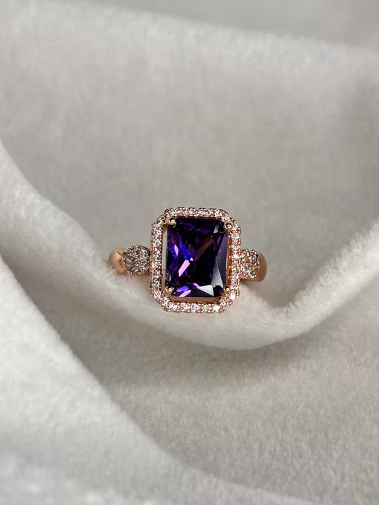 Purple Solitaire Ring