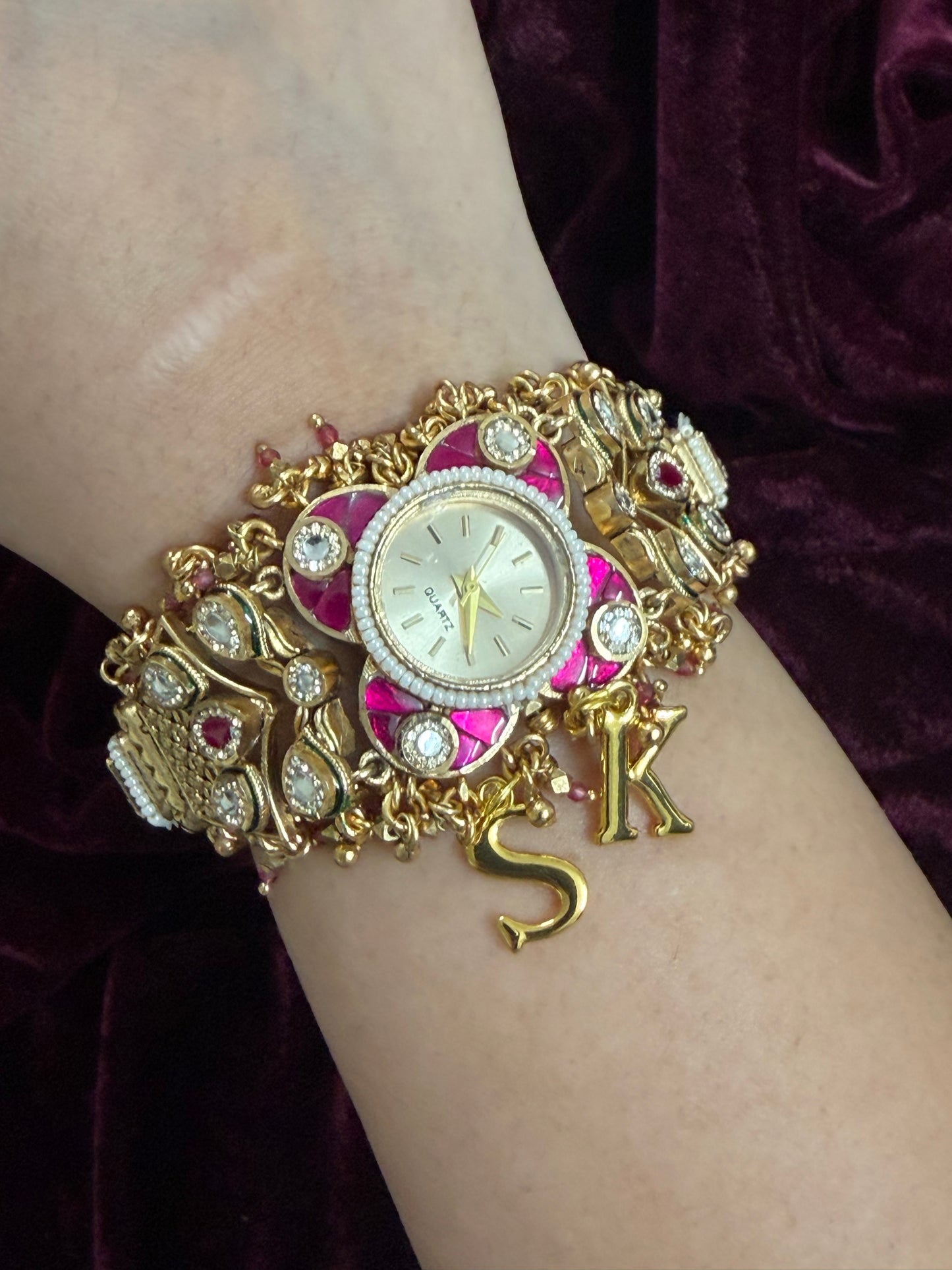 Ruby Floral Pink Maharani Watch Design Heritage Bracelet