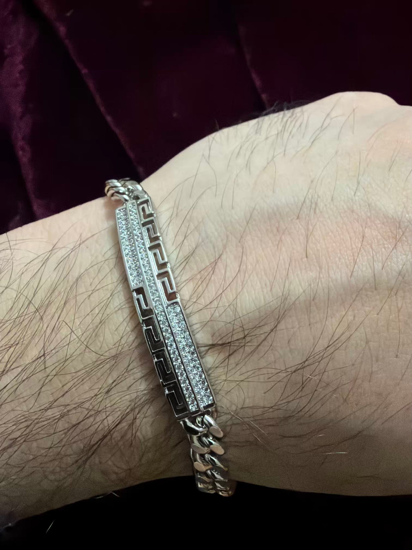 Kavach Diamond Men's Rakhi Bracelet - Silver Polish