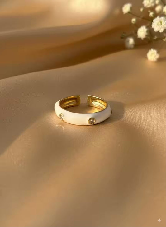 White Diamonds Gold Plated Premium Ring (Adjustable)