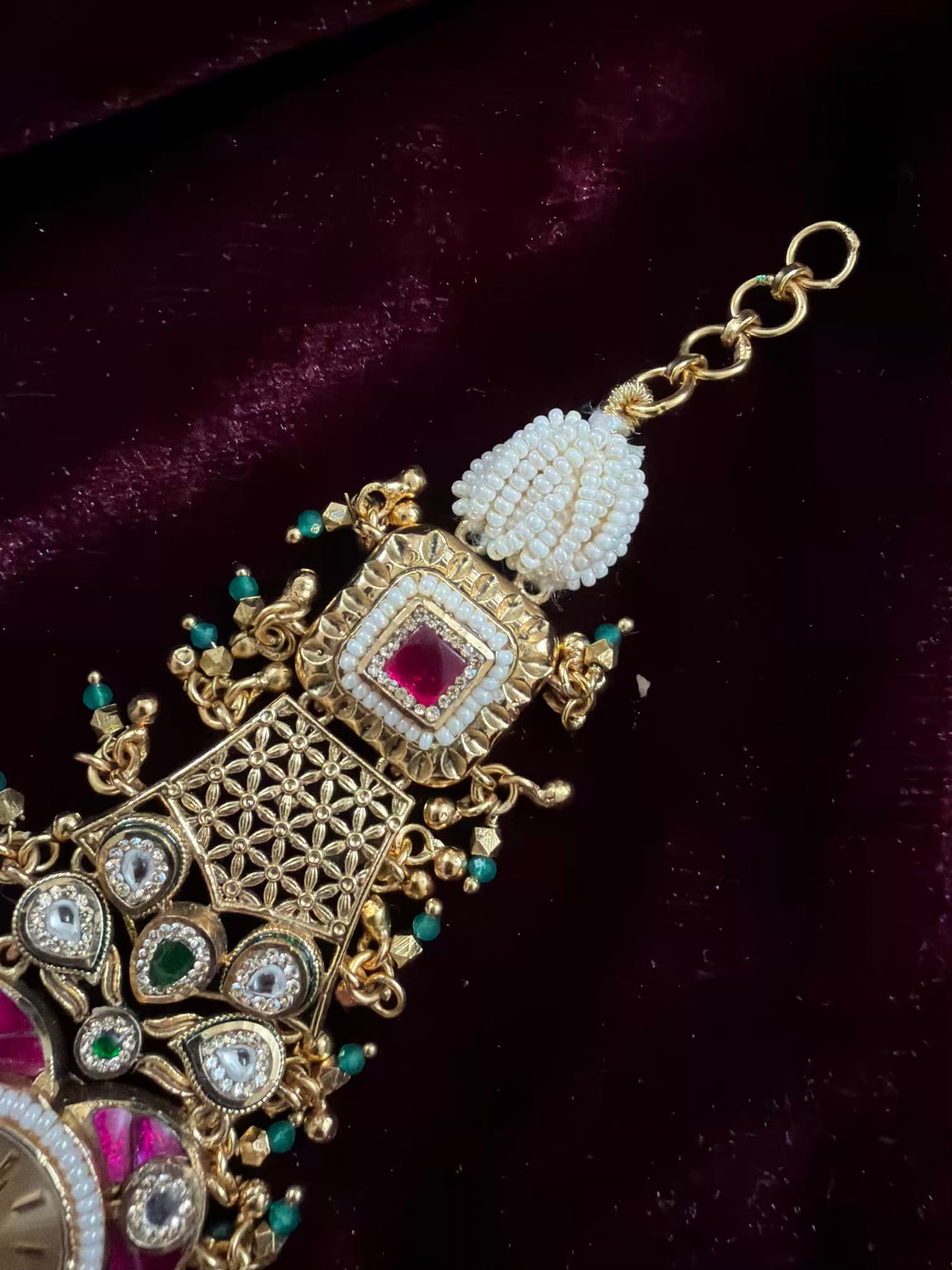 New Launch Kundan Floral Premium Gold Maharani Watch Design Heritage Bracelet ( Initials will be customised )