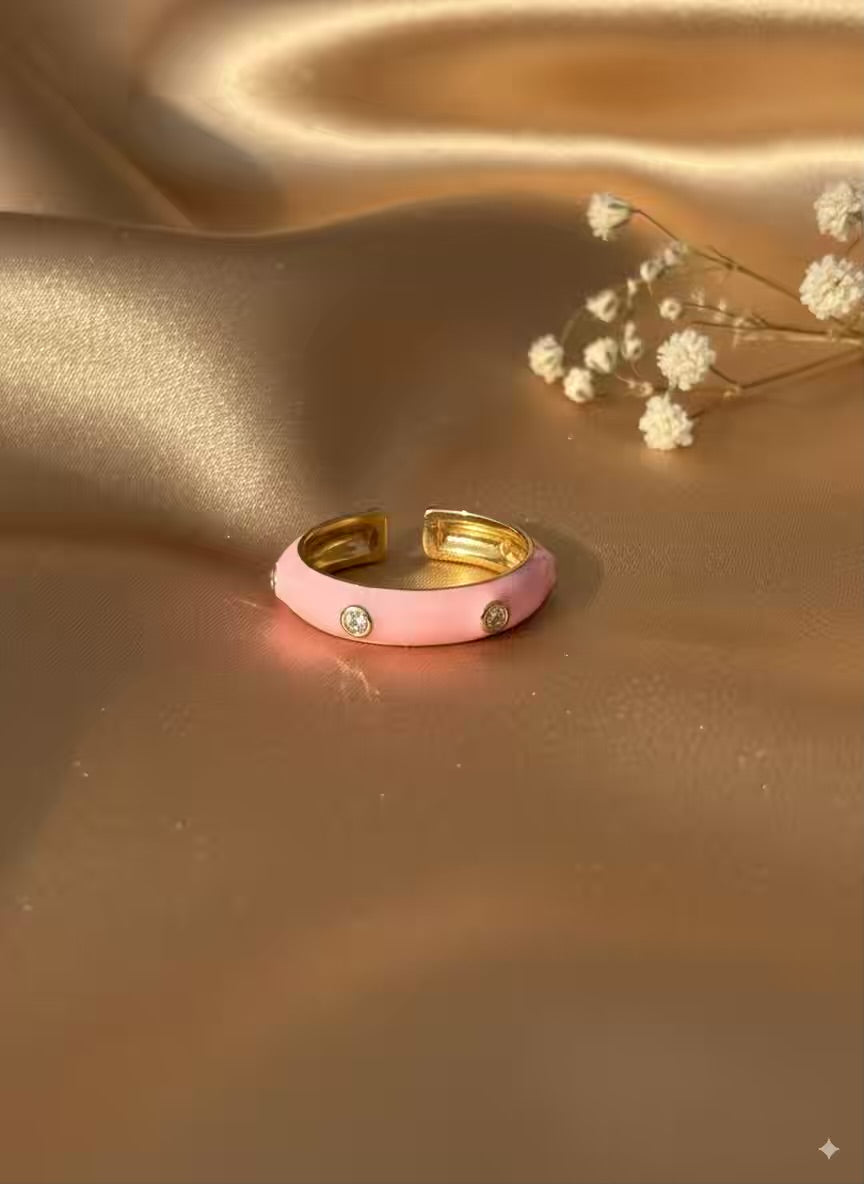 Baby Pink Diamond Gold Plated Premium Ring (Adjustable)