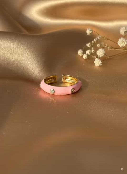 Baby Pink Diamond Gold Plated Premium Ring (Adjustable)