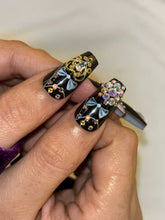 Load image into Gallery viewer, Black Sequins Shimmery Fancy Party Bridal Press On Nails ( Set of 24 )
