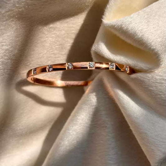 Rose Gold Diamond Sleek Bangle