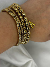 Load image into Gallery viewer, Berries Stacked Chain Bracelet ( Gold ) with customised Initial Alphabet
