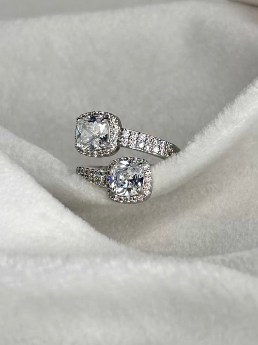 Dual Cushion Ring Silver Adjustable