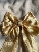 Load image into Gallery viewer, Creamy Gold Hair Bow Clip For Women -( Satin Textured )
