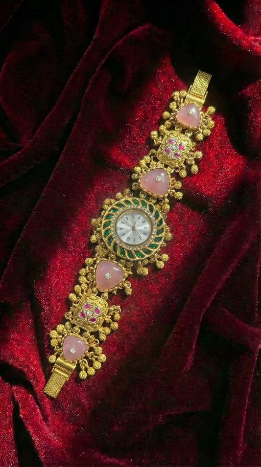 Gulabo Green Round Dial Maharani Watch Heritage Bracelet (Partial COD 200₹)