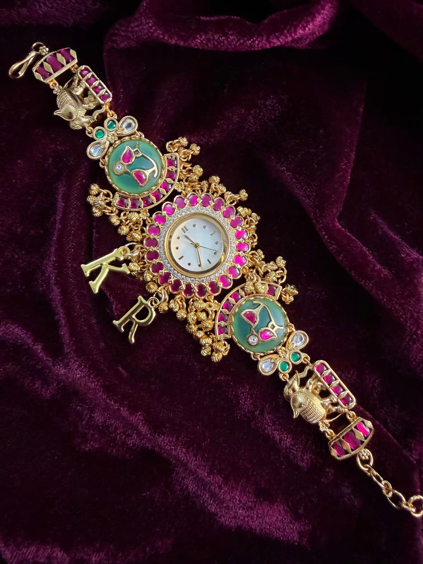 Mint Magenta Dial Maharani Watch Design Heritage Bracelet